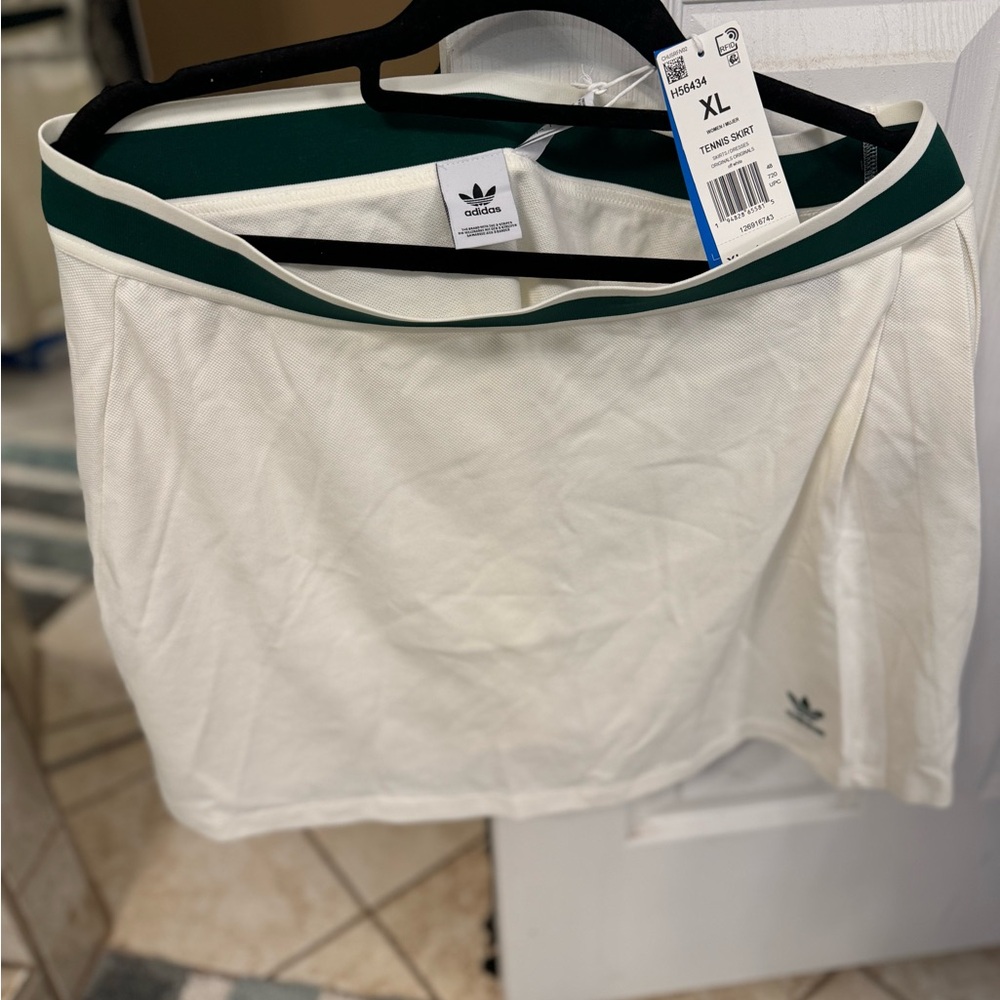 Adidas White Tennis Skirt with Green Trim